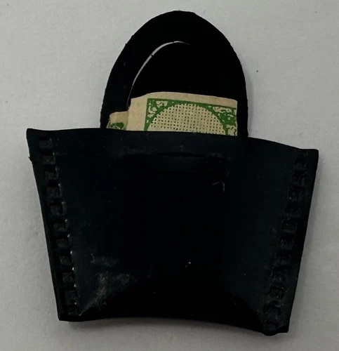 Vintage Barbie Doll Black Vinyl Purse Handbag Tote with Money