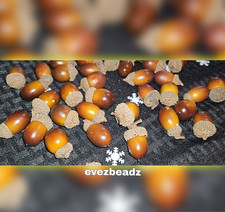 EvezBeadz Faux Brown Natural-Look Acorns Nuts Art/Crafts Supplies New Pieces
