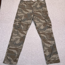 Wrangler Camo Cargo Pants Men's 38x32 Green Regular Taper Military Army Stretch