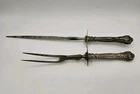 Antique Gorham Chantilly Sterling Silver Carving Fork and Sharpener