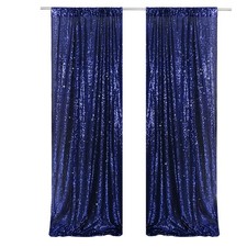 Navy Blue Sequin Backdrop Curtains 2x8 Ft 2 PCS Photography Party Supplies
