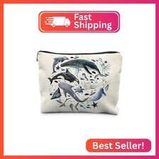 RYYCDOI Ocean Animals Shark whale Makeup Bag, Marine Life Animals Cosmetic Bags