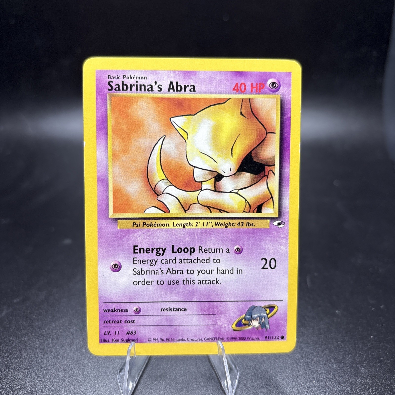 Sabrina's Abra 91/132 Gym Heroes - Common Vintage Pokemon Card - NM -j