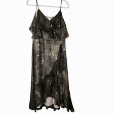 Banana Republic Heritage dress Womens Maxi Ruffle Asymmetrical Abstract preppy 