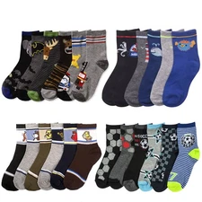 12Pair Boy Crew Socks Toddler Infant Kid 2-3year 2T 3T Fun Cartoon Animal Design
