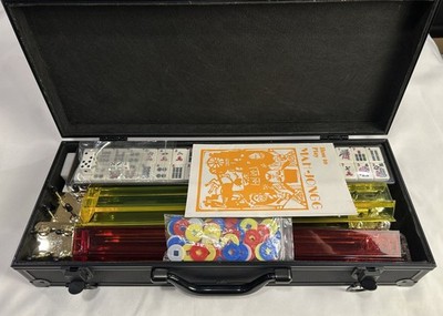 Premium American Mahjong Set- 161 Tiles, Colorful Racks/Pusher Arms/Hard Case