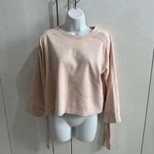 Varley Oversized Rose Pink Tie Wrist Pullover Sweatshirt Anthropologie XS