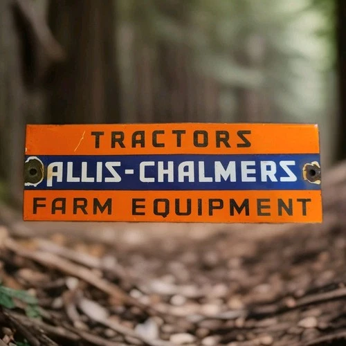 VINTAGE ALLIS-CHALMERS PORCELAIN SIGN TRACTORS FARM EQUIPMENT JOHN DEERE KUBOTA