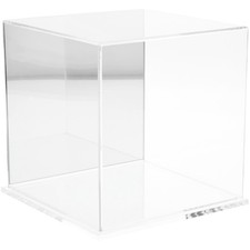 Plymor Clear Acrylic Display Case with Clear Base Mirror Back , 8" x 8" x 8"