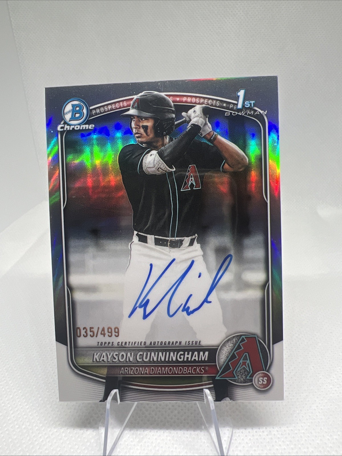 2025 Bowman Draft Kayson Cunningham 1st Chrome Prospect Auto Refractor /499 RC