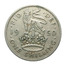 1950 British 1 Shilling Coin – King George VI Era Z2026