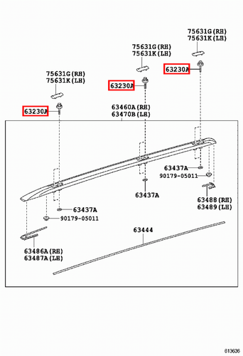Genuine Prado GRJ150 GRJ125 GRJ121 GRJ120 GDJ155 GDJ151 Roof Rack Rail Bolt - Bild 10 von 20