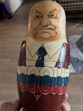 Vintage Set Of 6 Vintage Russian Leaders Matryoshka Wooden Nesting Dolls signed