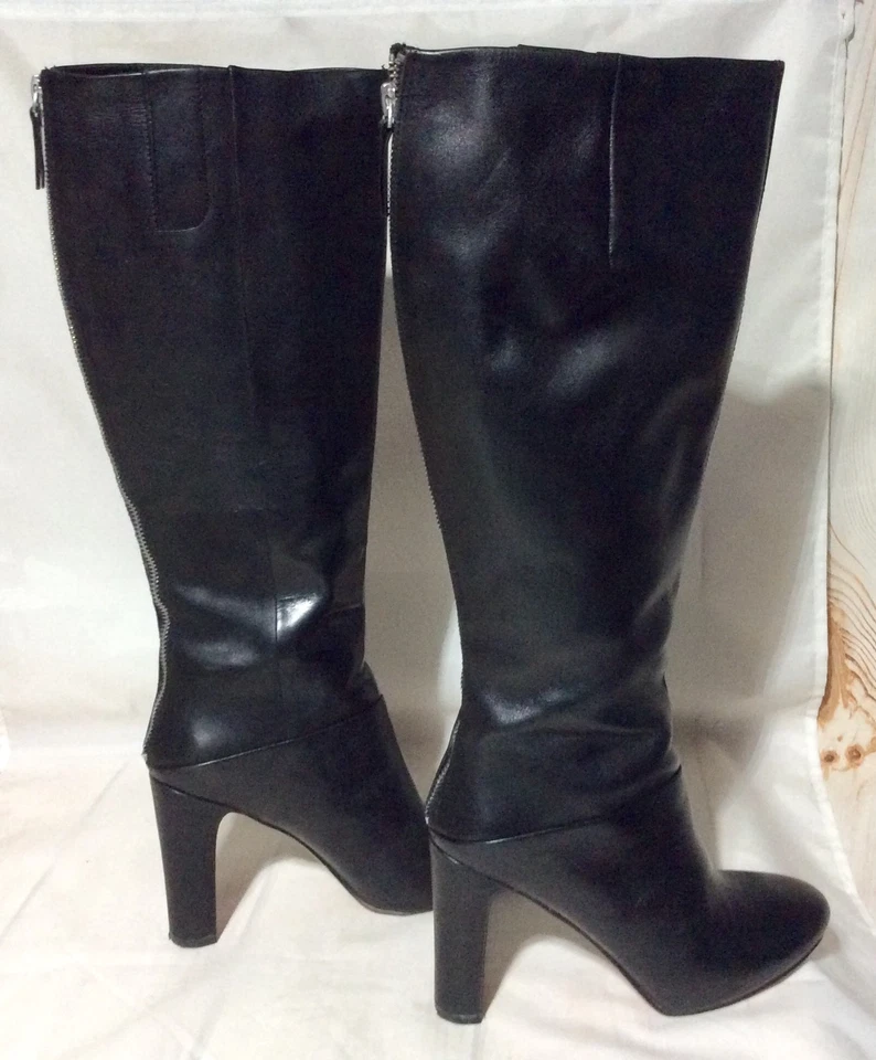 💋👢 BOTAS DE CUERO NINE WEST 7M negras hasta la rodilla para mujer tacón alto talla 7💋👢 Foto 3 de 4
