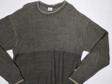 Columbia Sweater Mens Extra Large Green Tan Ribbed Cuff Crew Neck Pullover