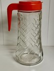 Tang! Clear Glass Pitcher 1L Orange Lid & Handle Swirl Pattern Vintage — photo 3