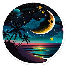 Moon Stars Island - Vinyl Decal Sticker - Car Window Laptop - ebn9805