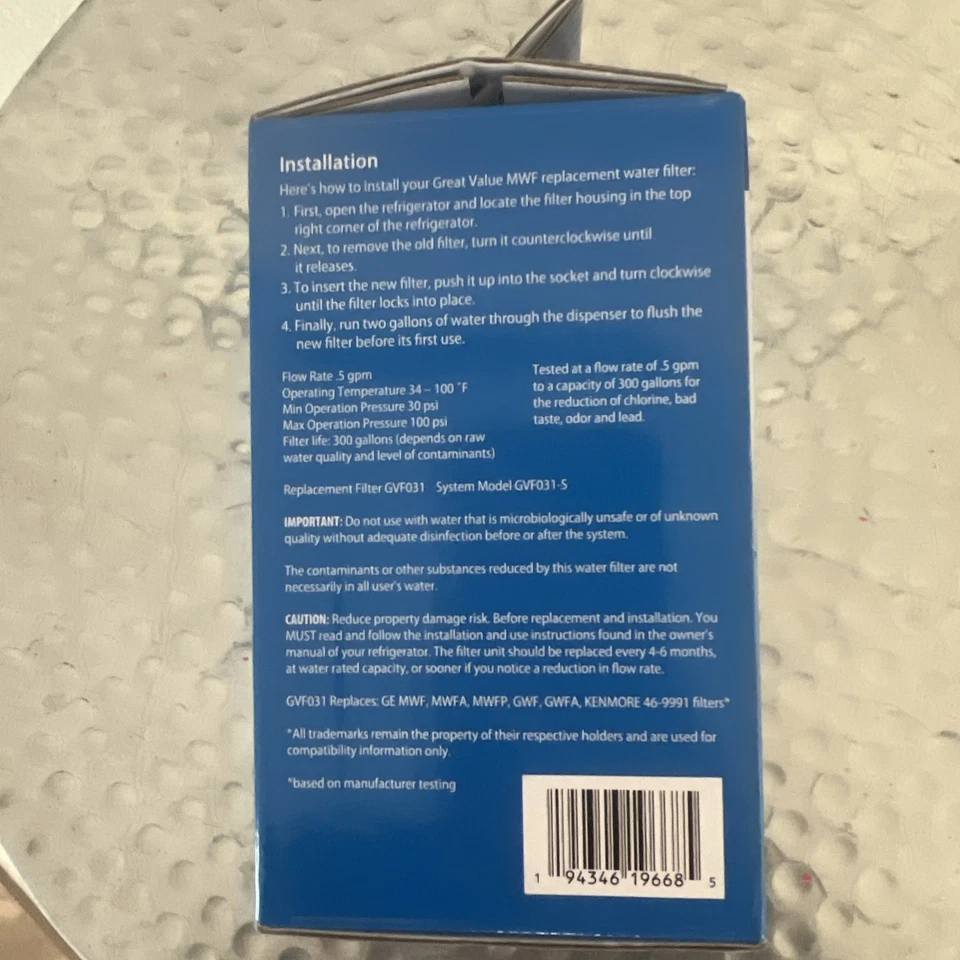 Great Value Refrigerator Replacement Filters- Fits GE MWF -1 PK - Image 2 of 4