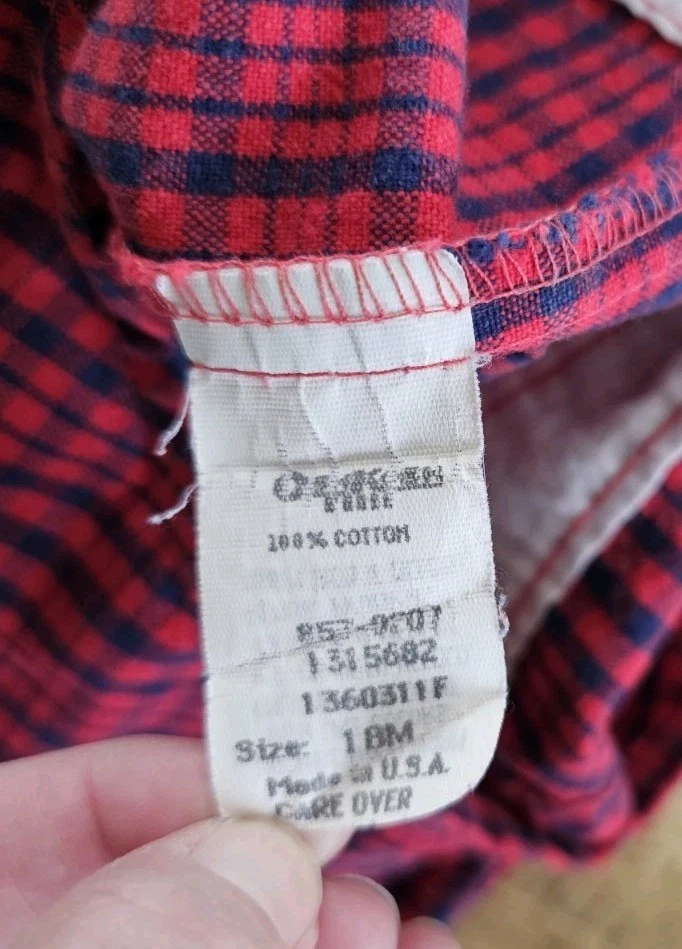 Mono Oshkosh Baby B'Gosh Vintage a Cuadros Talla 18 Meses Hecho en EE. UU. Chaleco Back  Foto 3 de 4