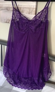New Without Tags Avidlove  Mesh And Lace Purple Chemise, Size XL
