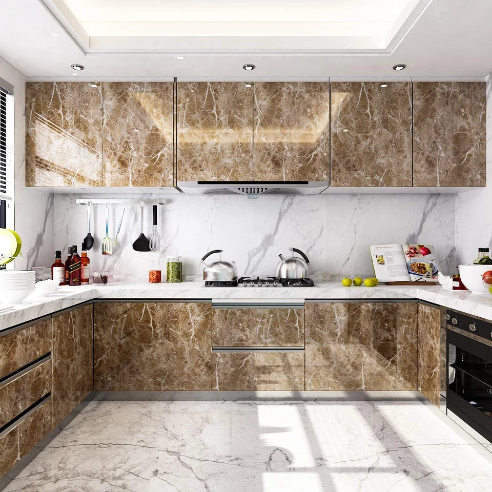 24 x 160 дюймов коричневая гранитная бумага с эффектом мрамора искусственные столешницы пилинг и стилус... - Изображение 3 из 4