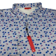 Redvanly Mens 2XL Blue Lavender Floral Short Sleeve Golf Leone Polo Shirt