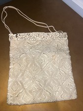 Handmade Vintage Ivory Bag Purse With Solid Lacing At Top READ