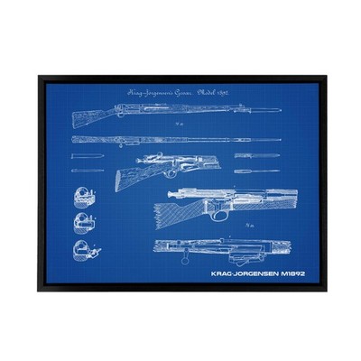Krag Jorgensen M1892 Bolt Action Rifle Plan Gerahmter Leinwand-Kunstdruck