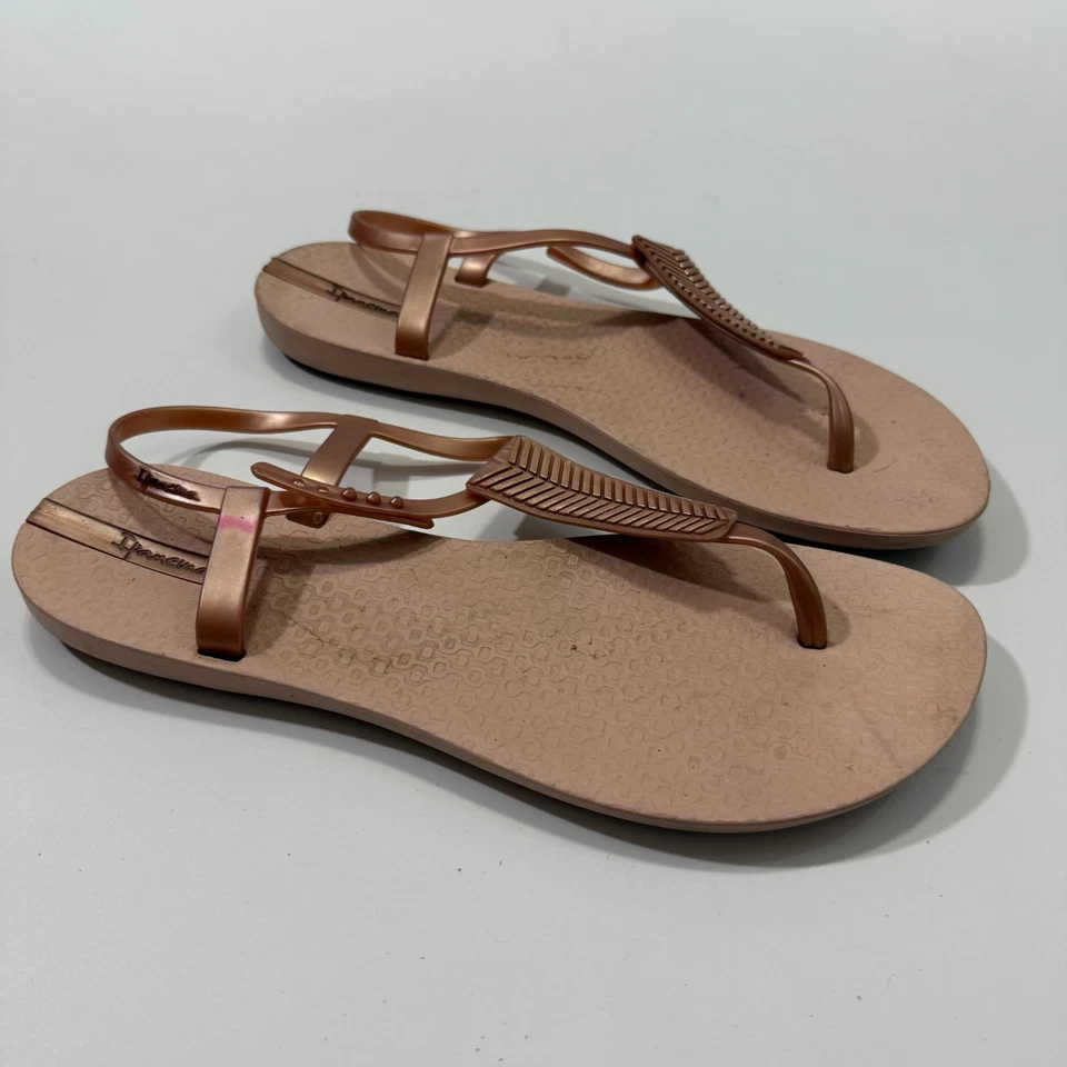 Sujetador Ipanema Oro Rosa Metálico Correa en T Sandalia Tanga Correa en el Tobillo Talla 10 39/40 Foto 4 de 4