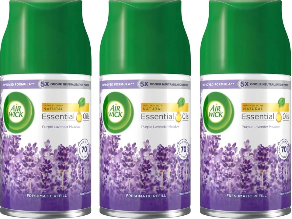 3 x 250ml AIRWICK FRESHMATIC Purple Lavender Meadow Scent  & Spice Pure Aerosol - Image 3 of 4