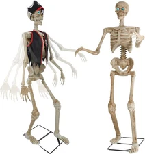 Jenaai IR Sensor Activated 5.3 Ft Halloween Skeleton Animatronic with White 