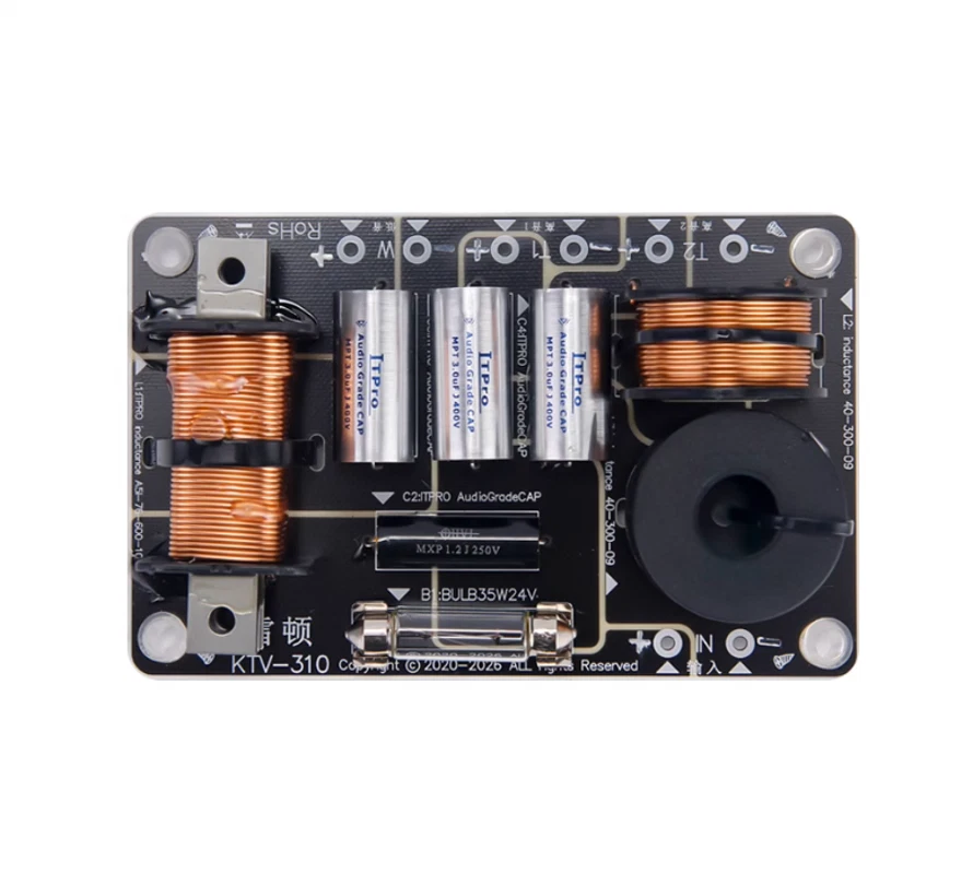 500W 2Way 3Unit Dual Tweeter One Bass Speaker Frequency Divider Crossover Filter - Image 4 of 4