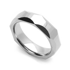 5.5MM Comfort Fit Tungsten Carbide Wedding Band Mirror Faceted Domed Ring