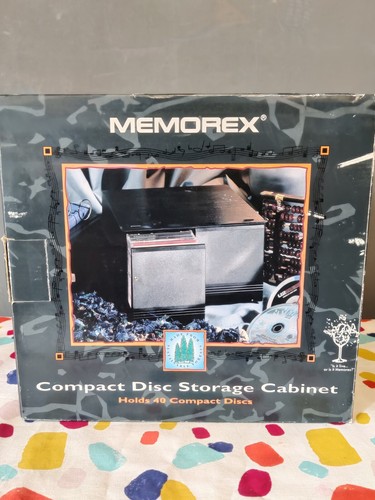 40 X CD Music Disc Holder Shelves Unit Black Ash Plastic 80s 2 Drawers Memorex - Picture 7 of 16