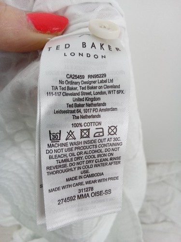 Ted Baker Women's Shirt Size UK12 White Textured Geo RRP£80 New F2 - Picture 9 of 11