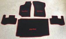 Autoteppich Kofferraum Set für Fiat Coupe + Turbo 1994-2000 schwarz rot 5teilig