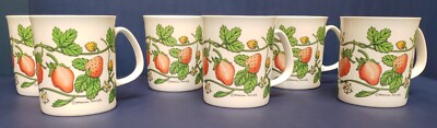 6 Hudson Middleton / Melamaster Fine Bone China Mugs Strawberries * England