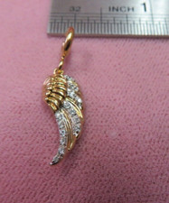 Vintage Sterling Silver Cubic Zirconia Angel's Wing Charm with 925 Spring Clasp