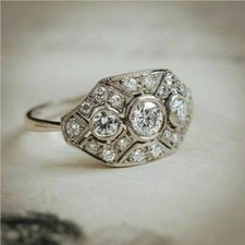 Antique Round Cut White CZ 1.70CT Engagement Ring For Women's in 935 Silver