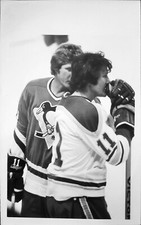 1970S GILBERT PERREAULT VIC HADFIELD NHL HOCKEY TYPE 1 PHOTO BUFFALO SABRES HHOF