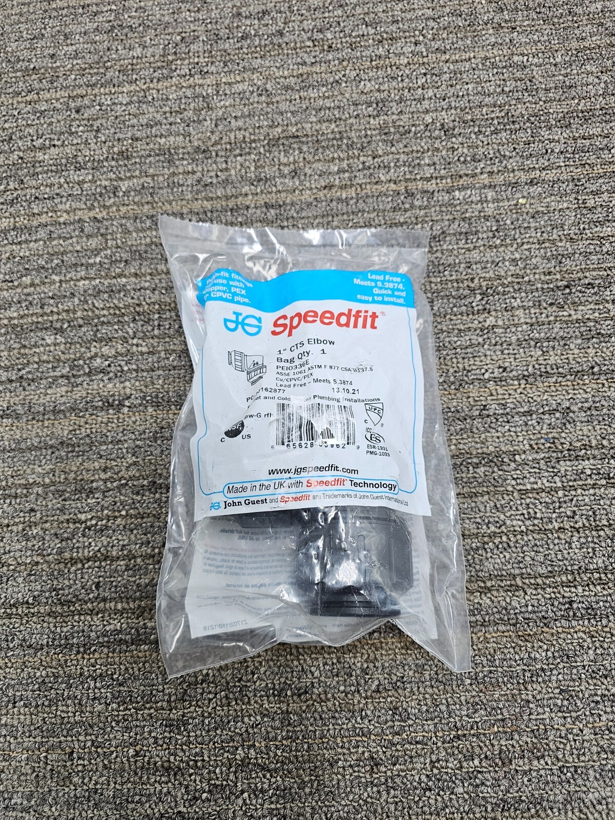John Guest Speedfit 1 Inch CTS Union 90 Degree Elbow PEI0336E Push to Connect