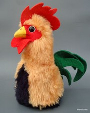 Steiff Buzzel Rooster 1970s Dralon Plush 20cm 8in Squeaker Felt Tail no ID Vtg