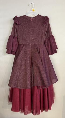 Joyfolie Mia Joy Arlo Tiered Maxi Dress Girls Size 8 Burgundy Boho Style - Picture 8 of 12