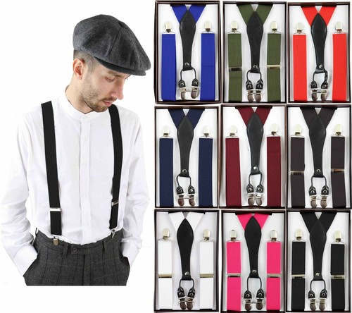 Uomo Bretelle Bretelle Pantaloni Classico Retrò Vintage Gatsby Peaky  Blinder Multi | eBay