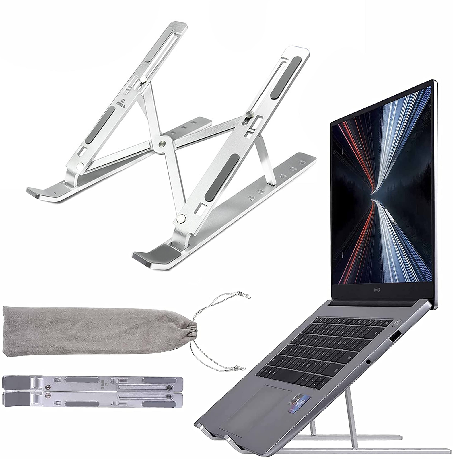 Adjustable Ergonomic Aluminum Laptop Stand for Desk Portable Height Computer Stand-image