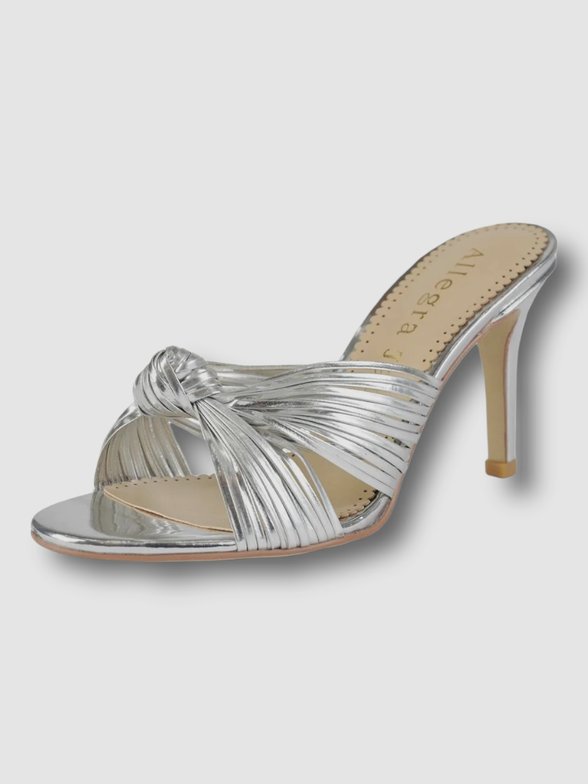 $175 Allegra James Women's Silver Metallic Marley Knot Slide Sandal Shoes  US 10M 810040860676 | eBay