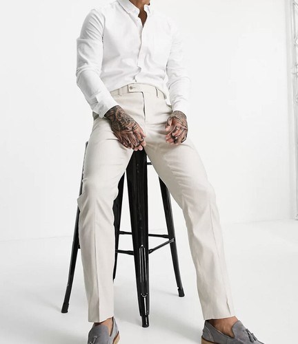 Wedding Suit Pants Stone Cotton Linen 