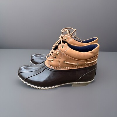Tommy Hilfiger Women's Size 6 Ankle Brown Duck Lace Up Rain Shoes Boots