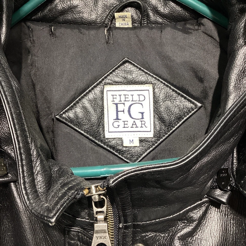 Capuz Marshall Field Gear couro genuíno isolado Parka acabamento de pele de raposa com zíper em excelente estado usado M - Imagem 2 de 4