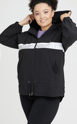 Women’s Size 18 Black Taking Shape Metallic Stripe Active Jacket BNWT - Picture 2 of 11